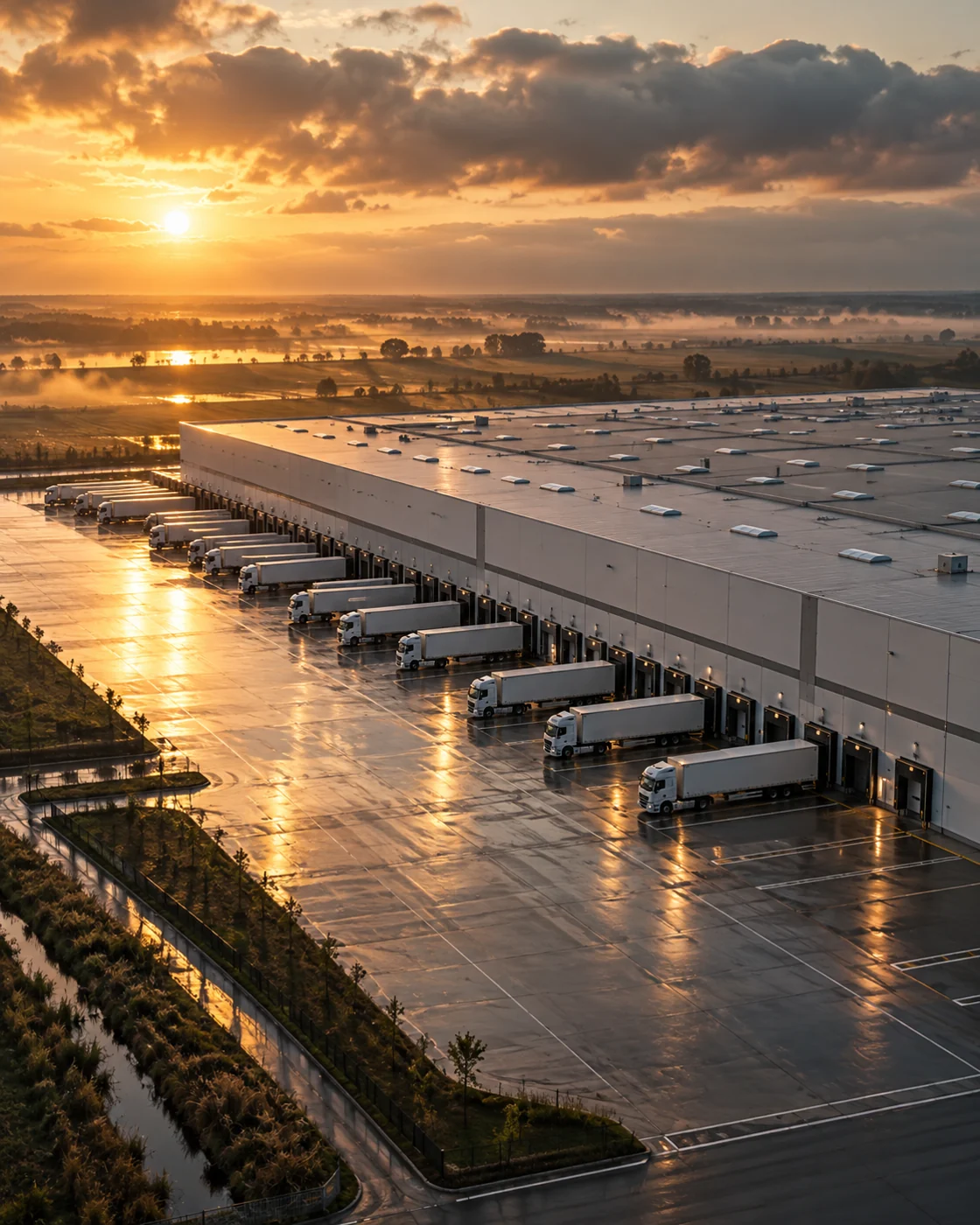 Large modern warehouse and logistics hub